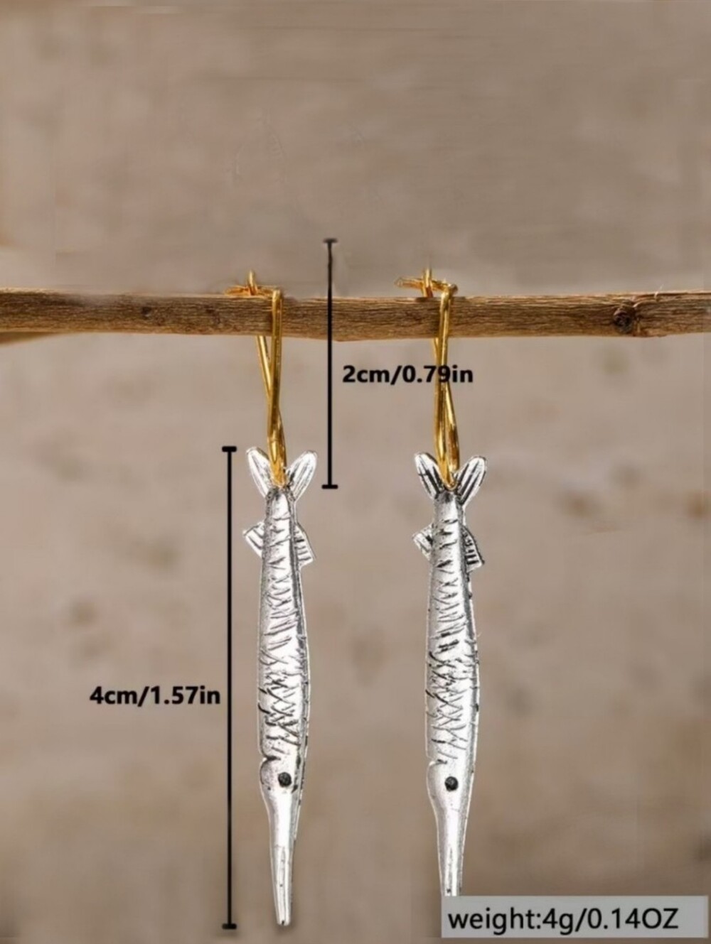 Minimalist & Delicate Fish Earrings On Hooks NWOT - Picture 8 of 9